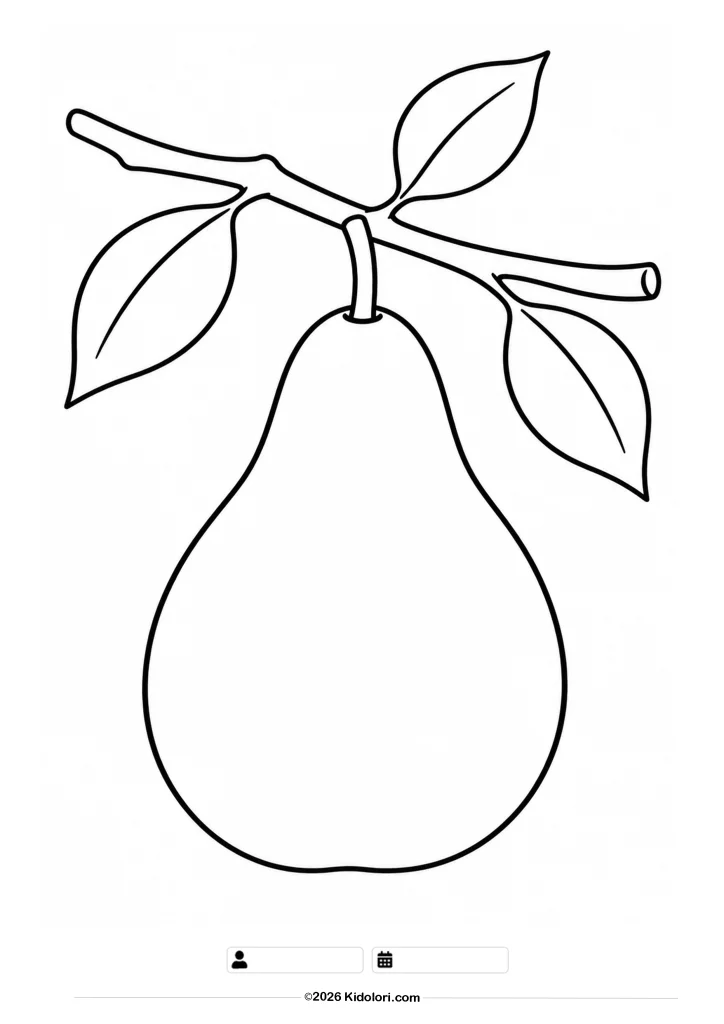 Pear on a Branch Coloring Page