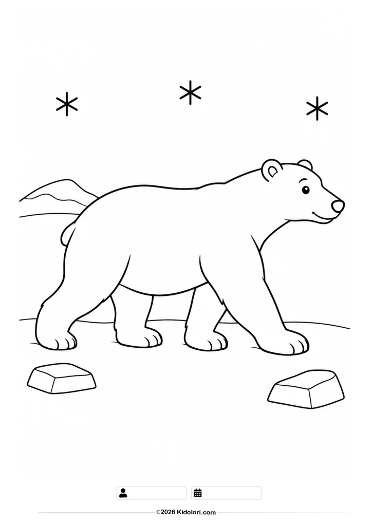 Eisbär im Schnee – Ausmalbild