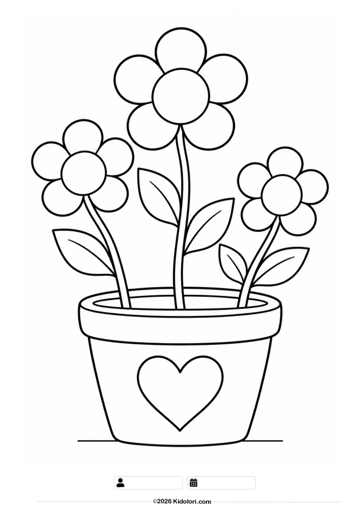 Blumen im Topf Ausmalbild