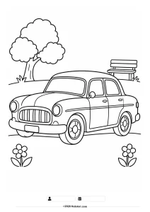 Oldtimer im Park – Ausmalbild